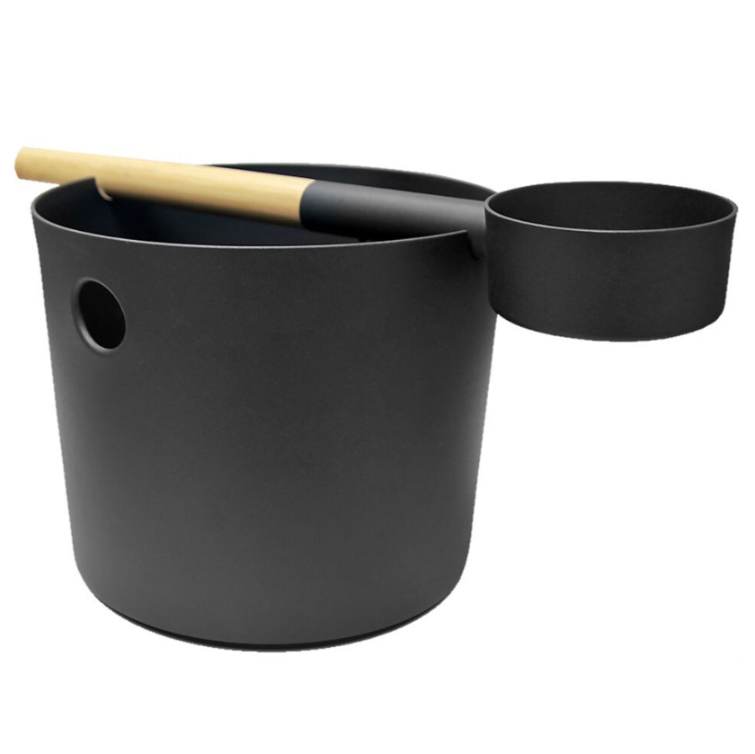 BUCKET,LADLE AS HANDLE,BLACK