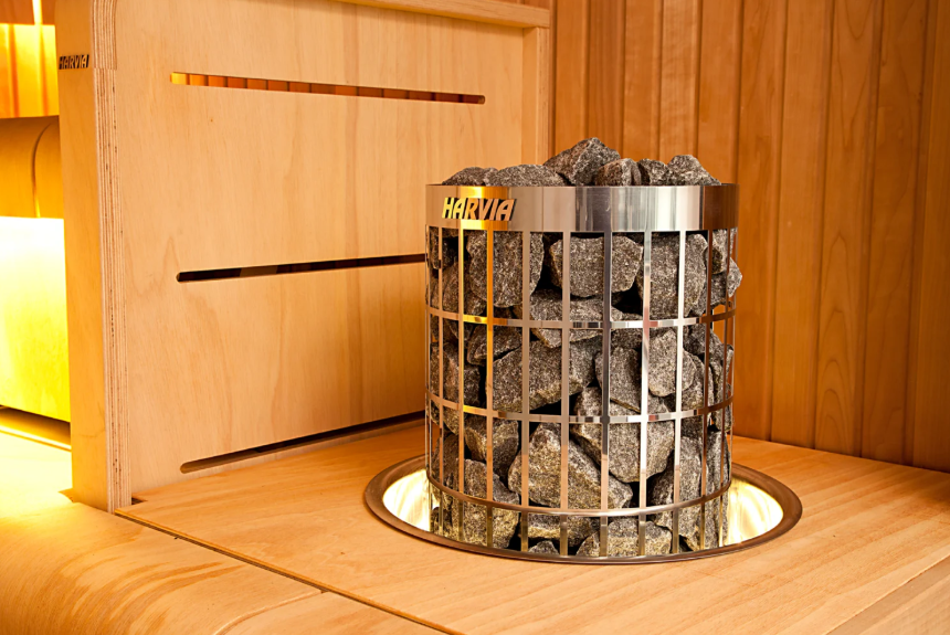 Cilindro Half Series 8kW Stainless Steel Sauna Heater at 240V 1PH with Built-In Time and Temperature Controls