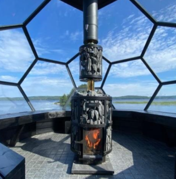 Sauna Wood Stove Chimney Kit, 1500mm, Black Steel
